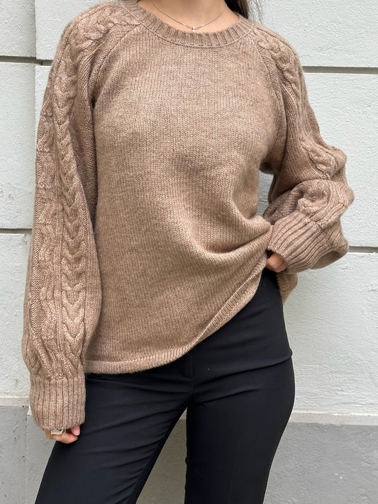 Taupe Crew Neck Pullover Sweater L