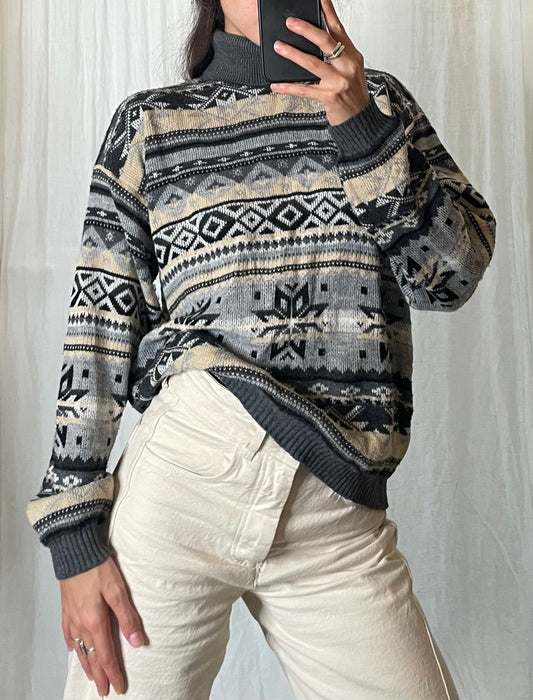 Vintage Winter Wonderland Turtleneck Sweater M