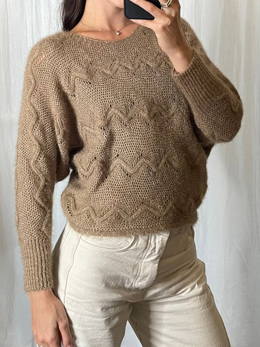 Vintage Tan Long Sleeve Sweater S