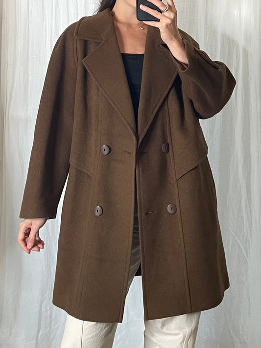 Vintage Brown Wool Blend Coat M/L