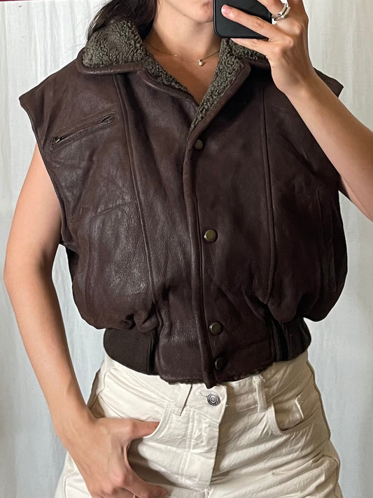 Vintage 100% Genuine Leather Vest Gilet Jacket M