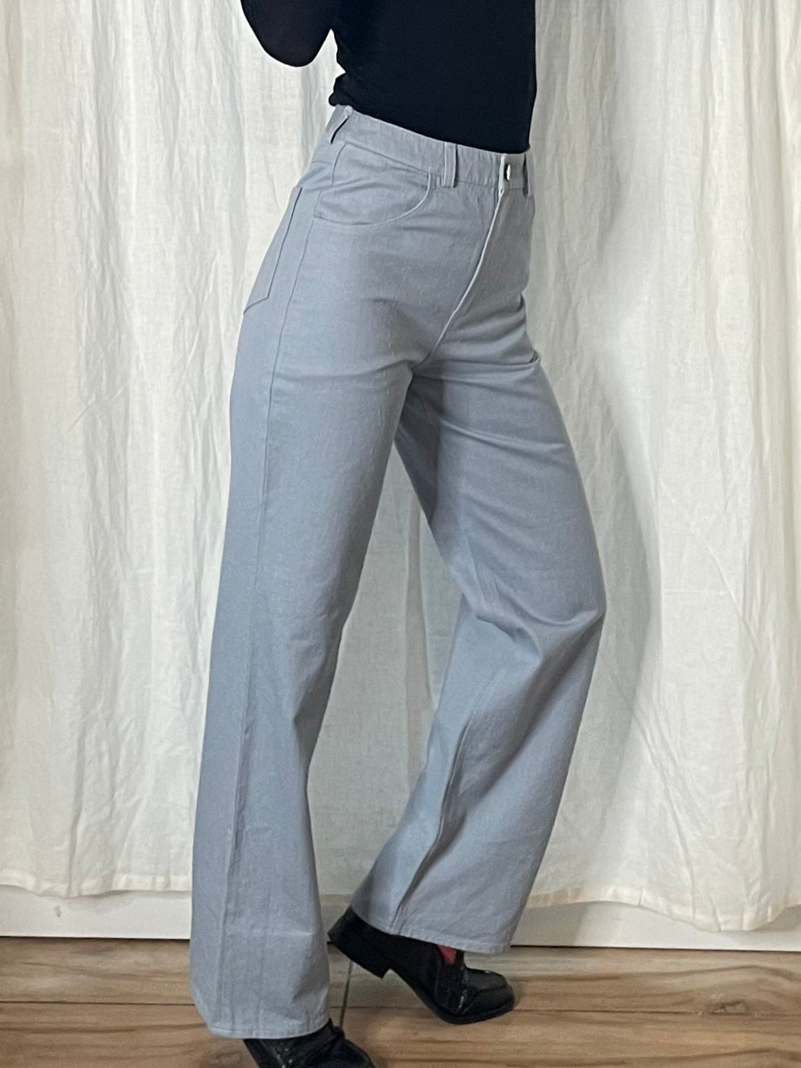 Vintage Light Blue Wide/Straight Leg Trousers S EU 36