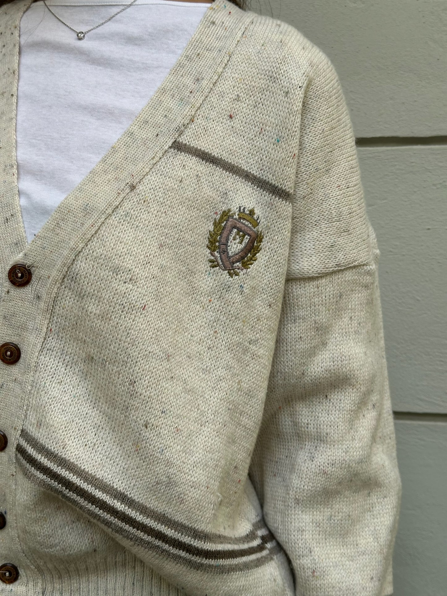 Vintage Varsity Style Button Down Cardigan Sweater L