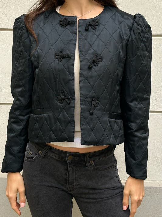 Vintage Black Tailor Made Puff Shoulder Jacket S/M