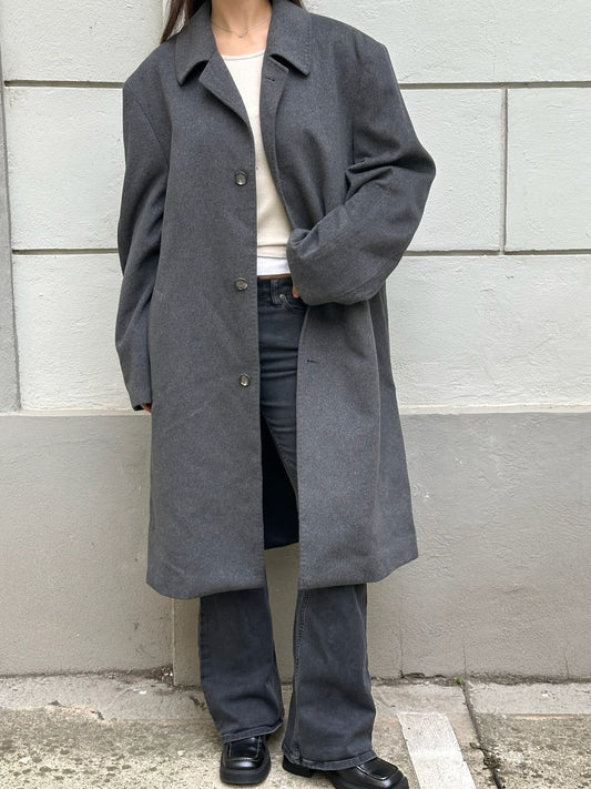 Vintage Wool Blend Gray Coat XL