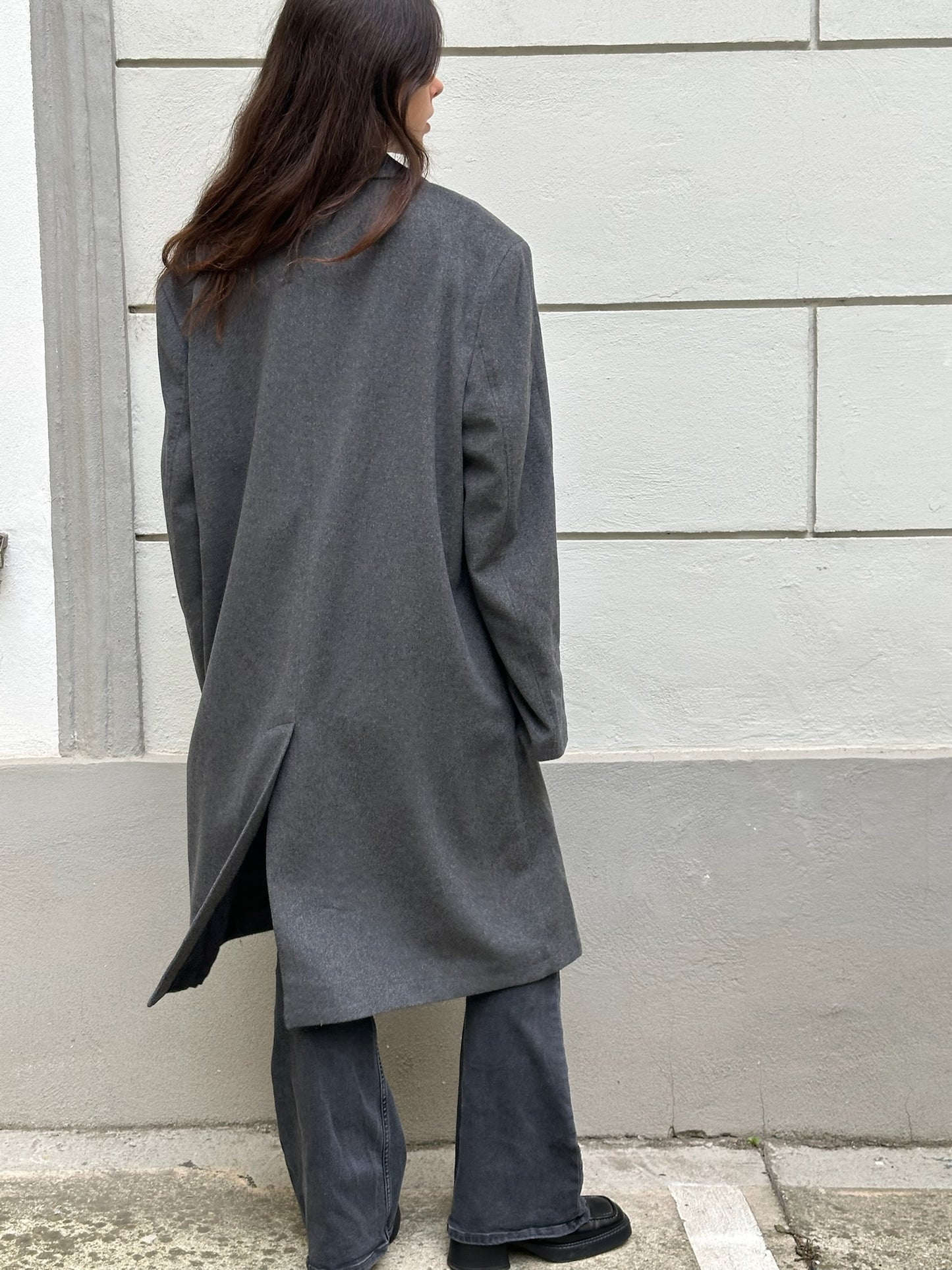 Vintage Wool Blend Gray Coat XL