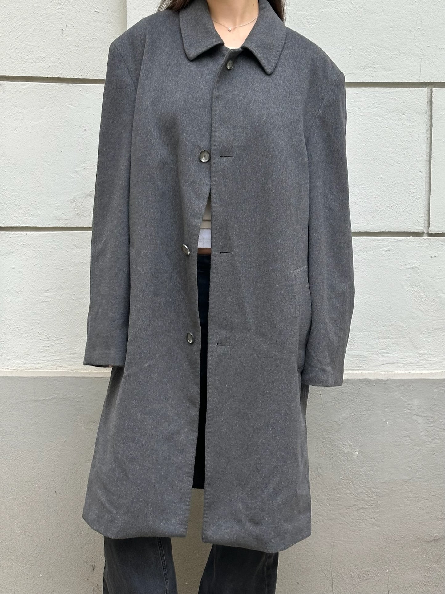Vintage Wool Blend Gray Coat XL