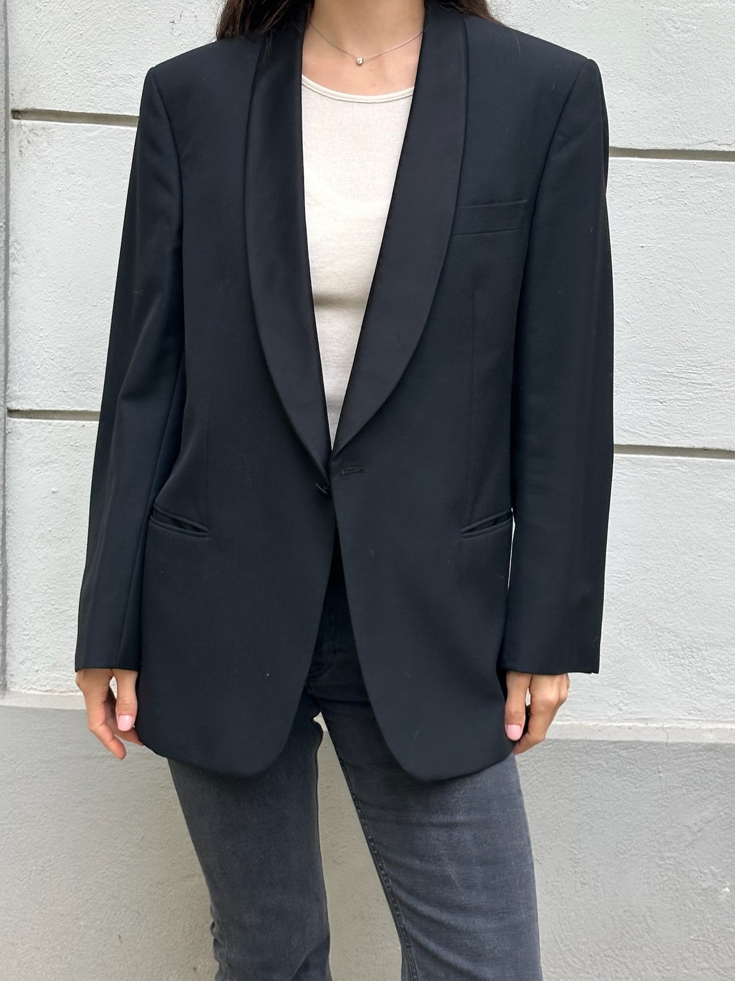 Vintage Black Wool Blend Blazer M