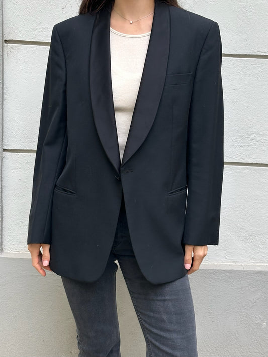 Vintage Black Wool Blend Blazer M