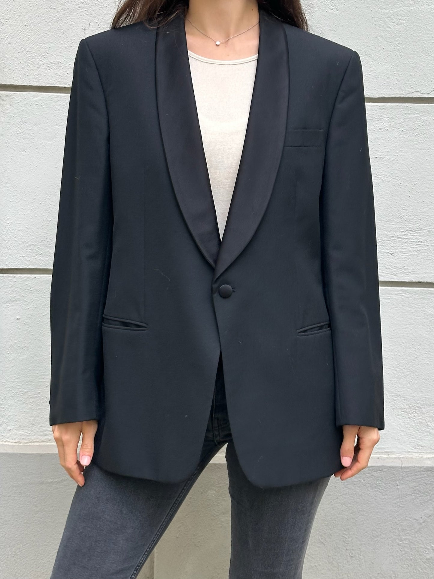 Vintage Black Wool Blend Blazer M