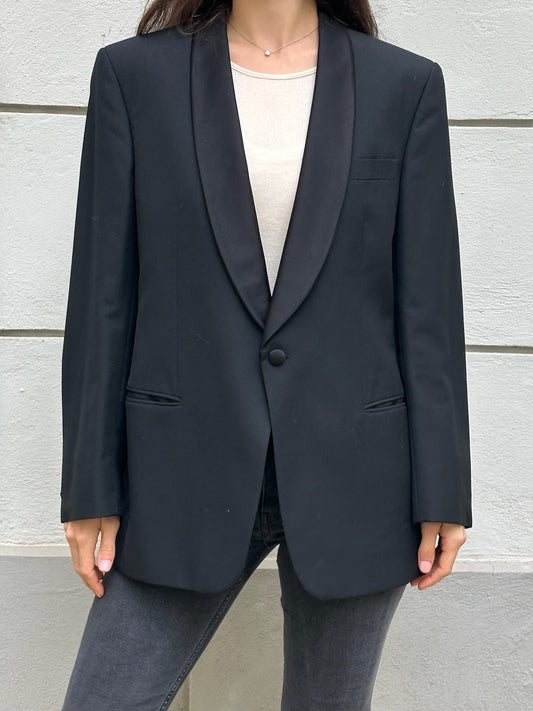 Vintage Black Wool Blend Blazer M