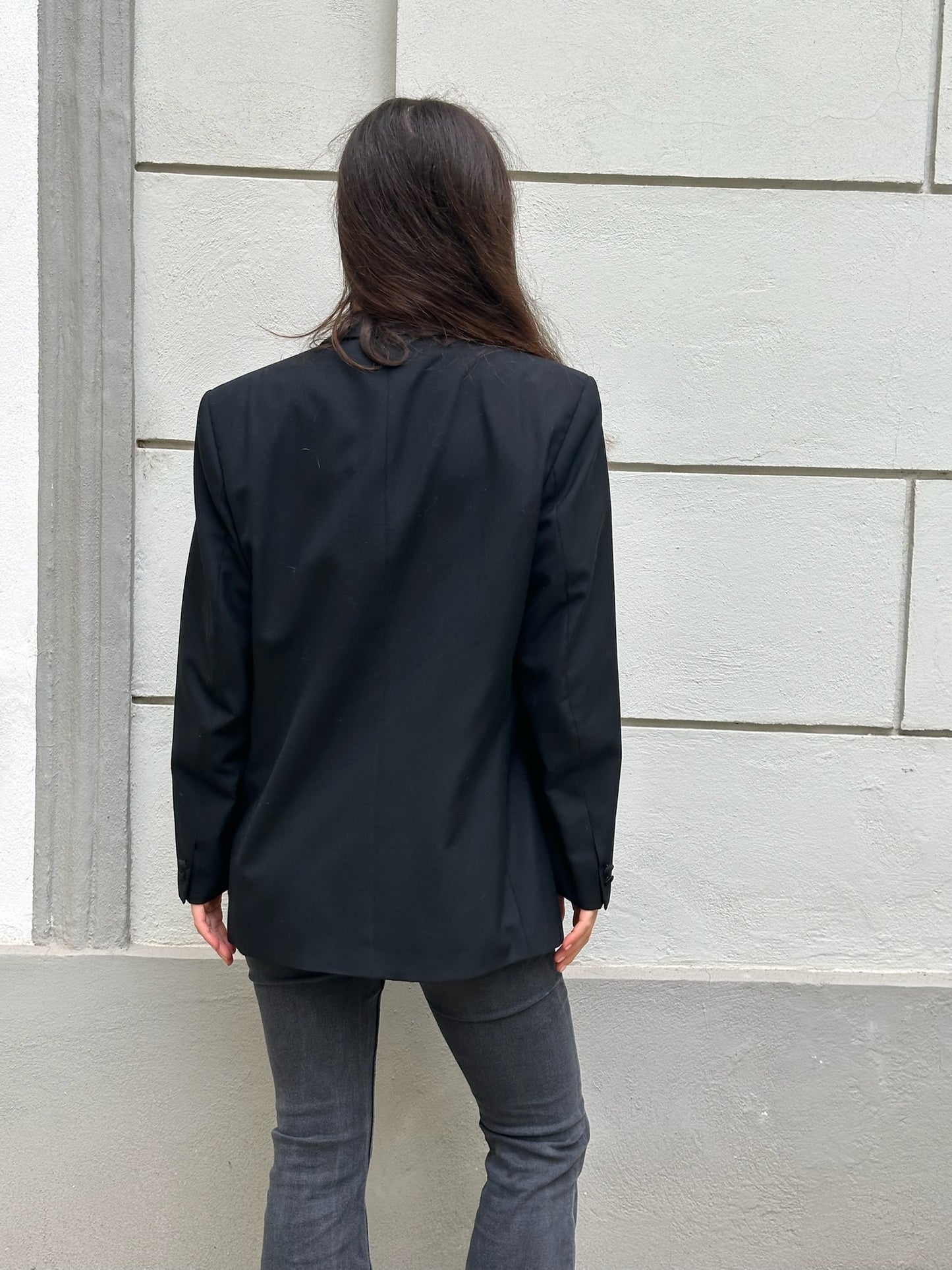Vintage Black Wool Blend Blazer M
