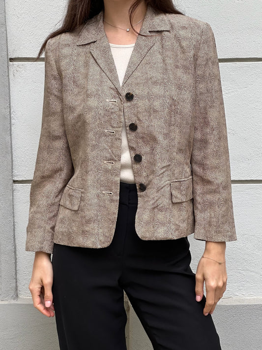 Vintage 100% Silk Blazer Reptile Print Jacket S/M