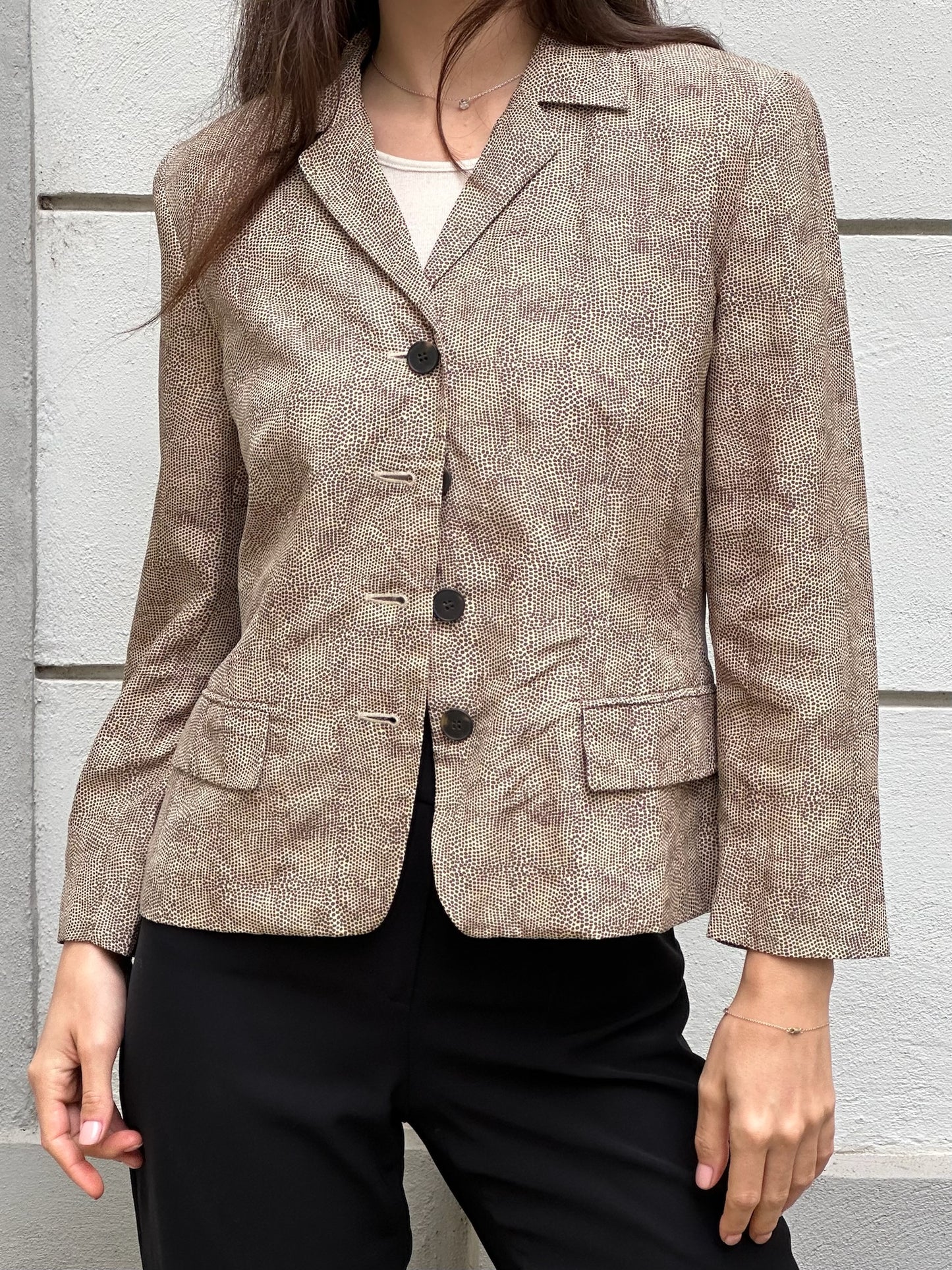 Vintage 100% Silk Blazer Reptile Print Jacket S/M