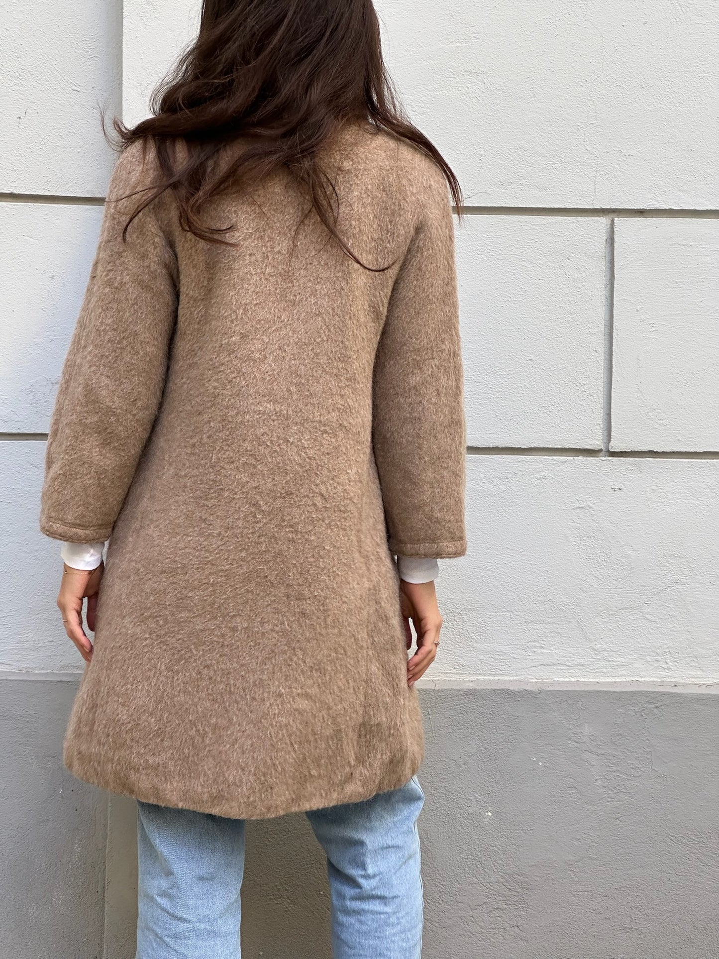 Vintage 100% Lama Wool Taupe Coat S