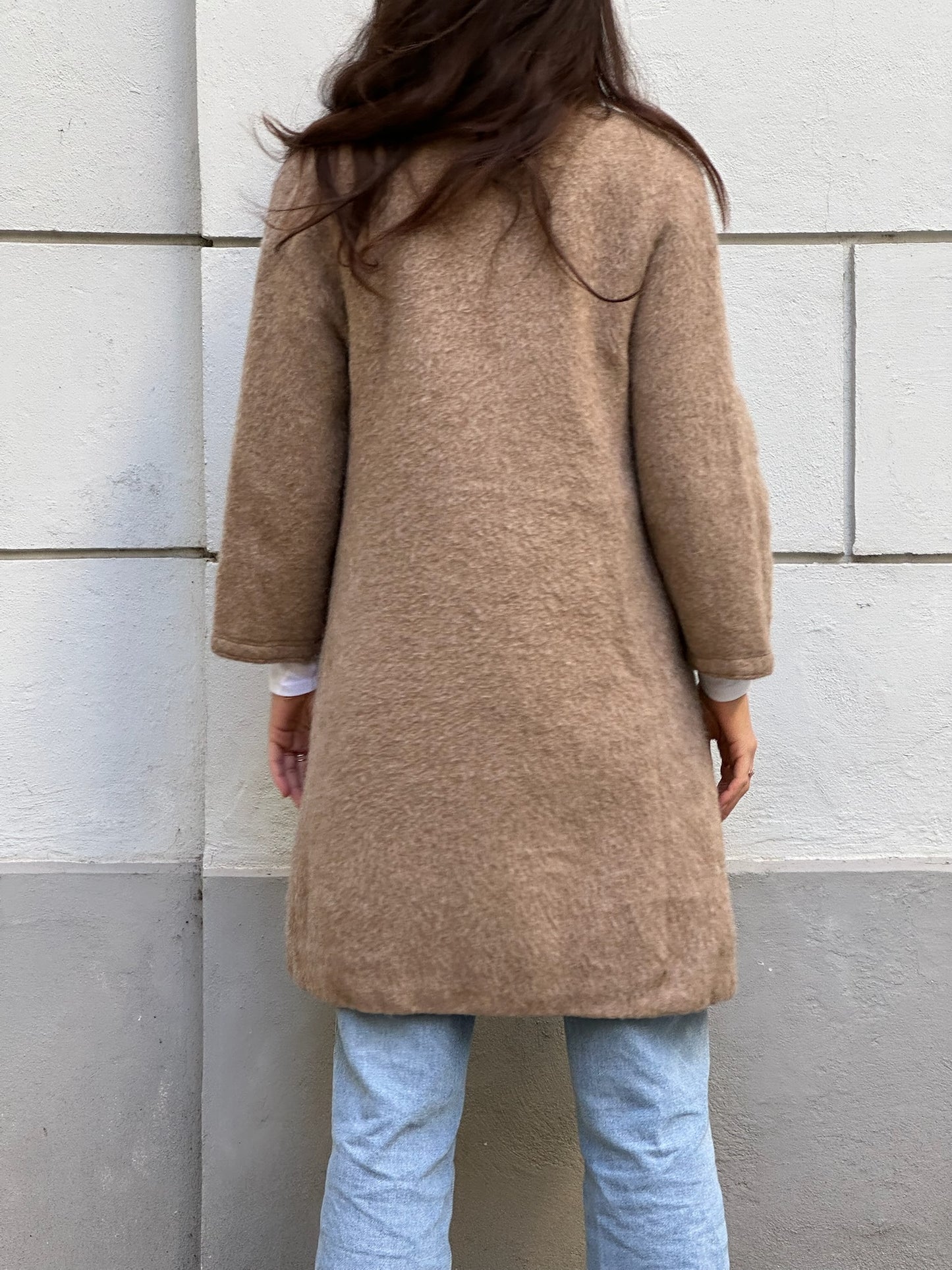 Vintage 100% Lama Wool Taupe Coat S