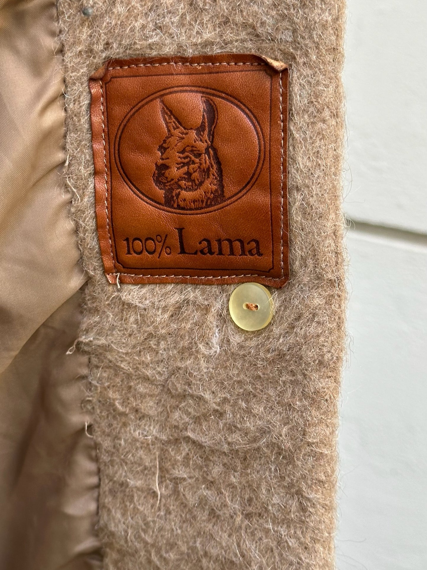 Vintage 100% Lama Wool Taupe Coat S