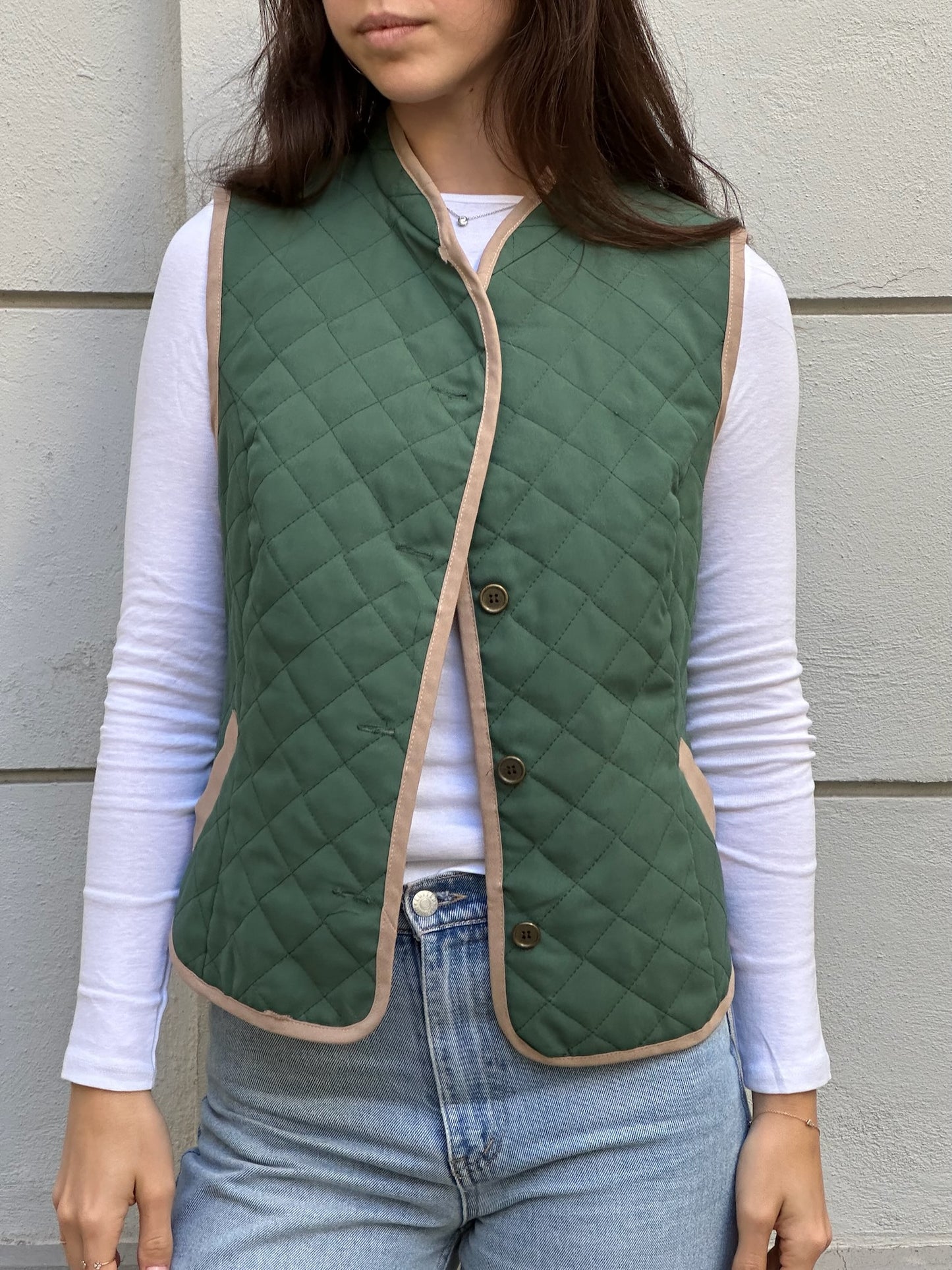 Vintage Green Vest Gilet S/M
