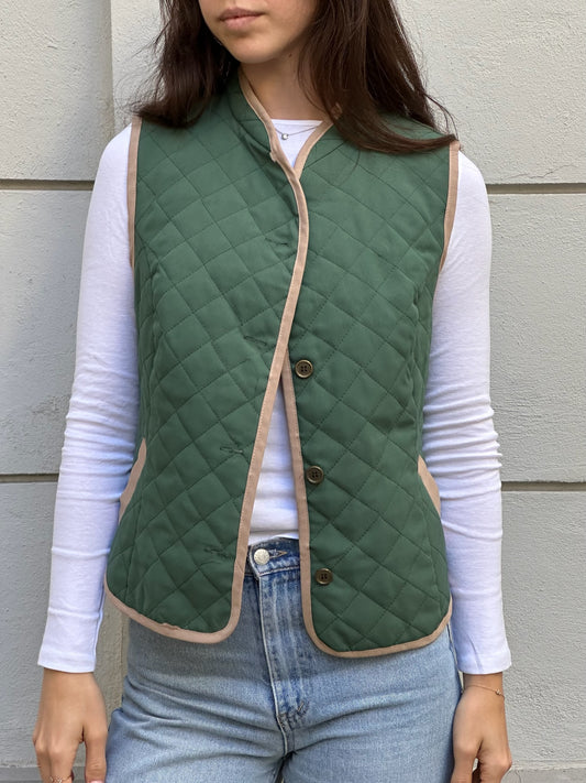 Vintage Green Vest Gilet S/M