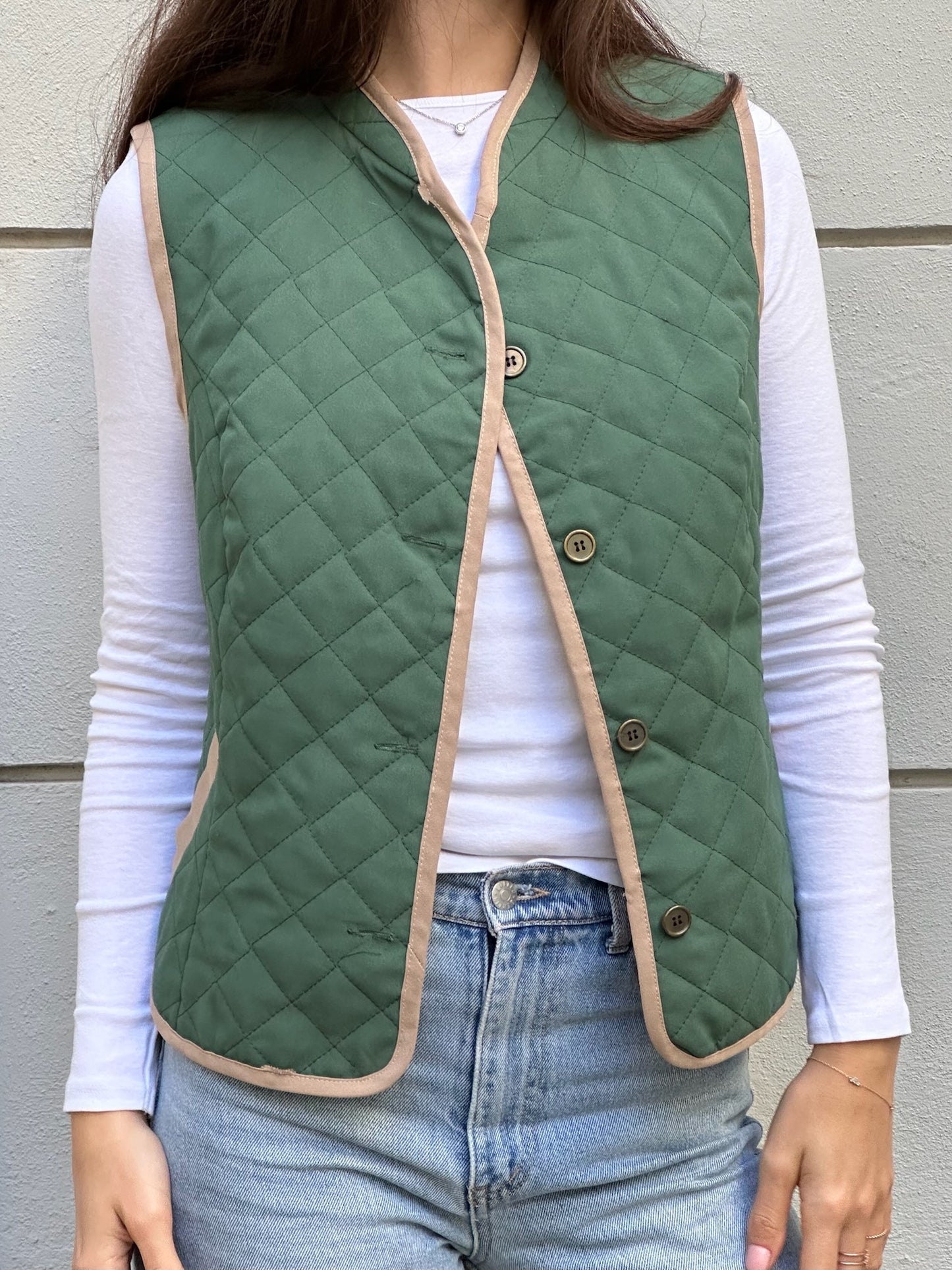 Vintage Green Vest Gilet S/M