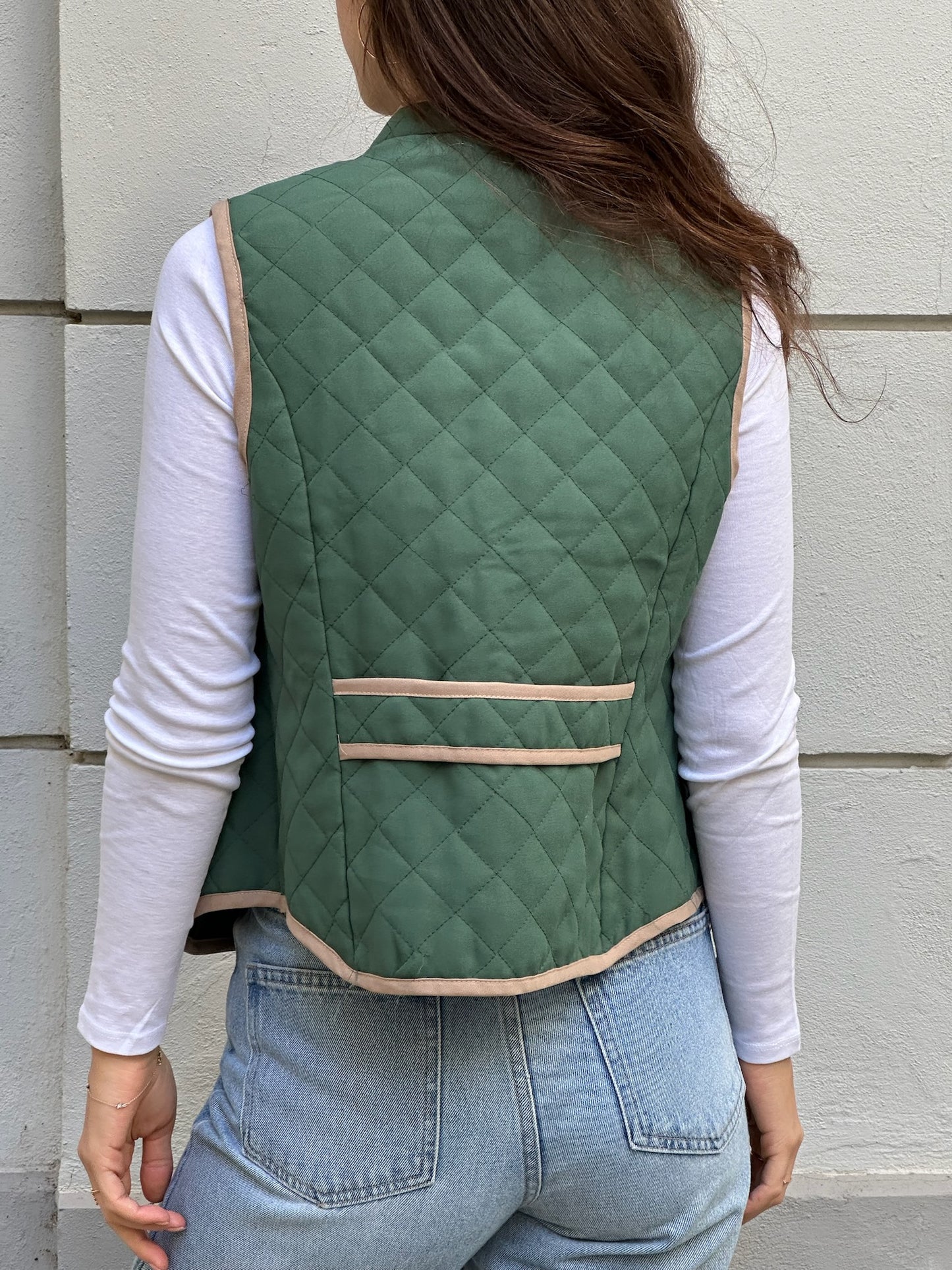 Vintage Green Vest Gilet S/M