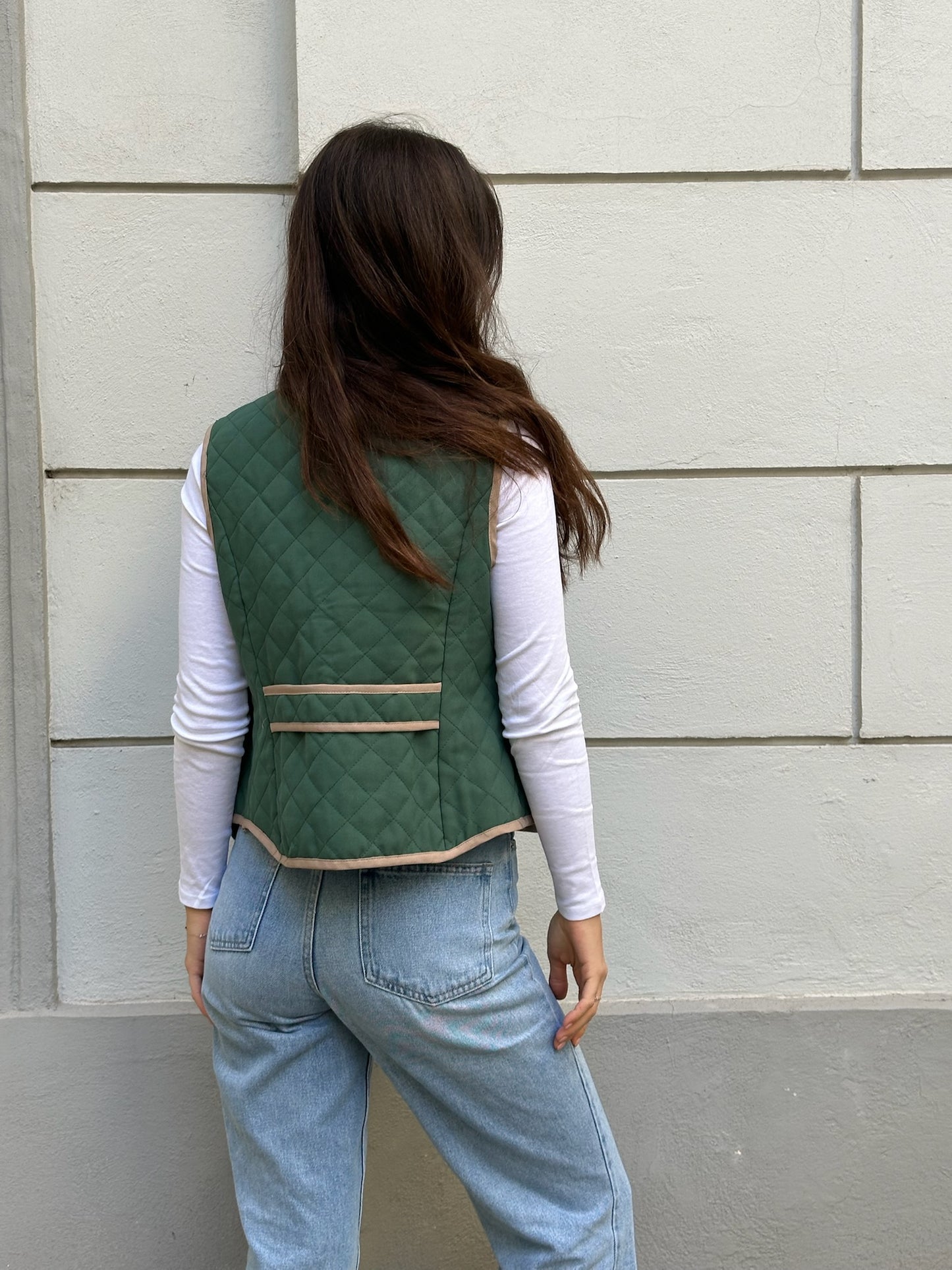 Vintage Green Vest Gilet S/M