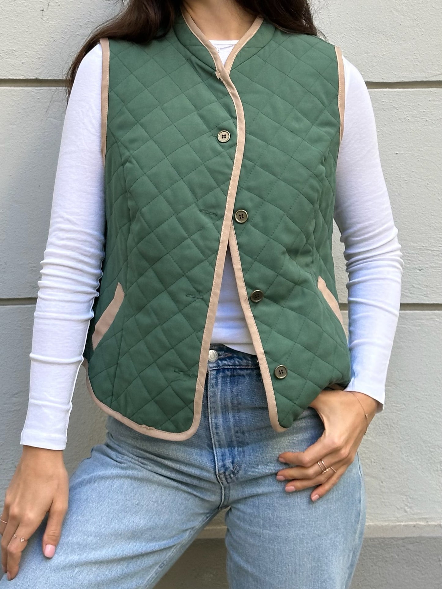 Vintage Green Vest Gilet S/M