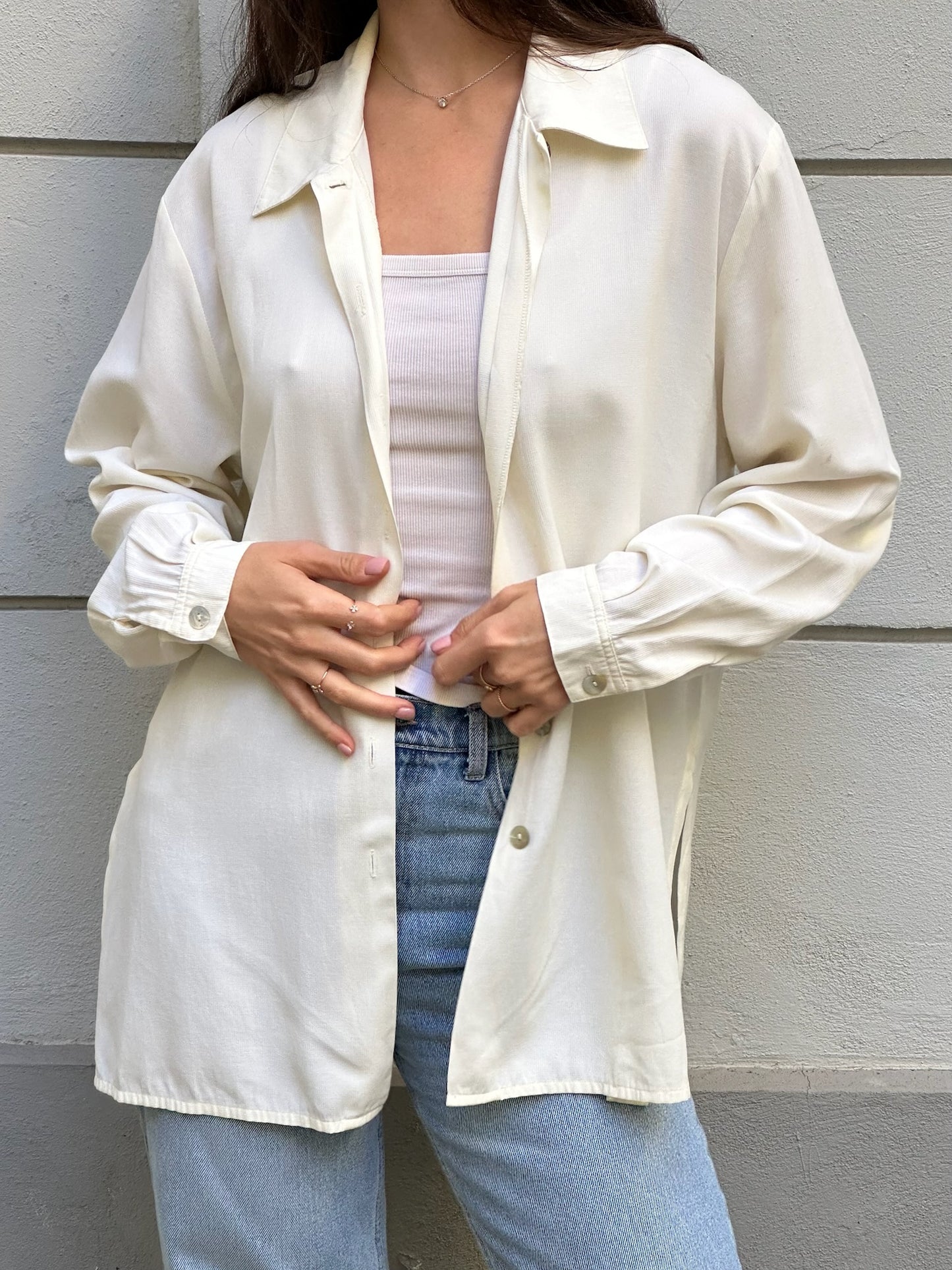 Vintage Cream Button Down Blouse M