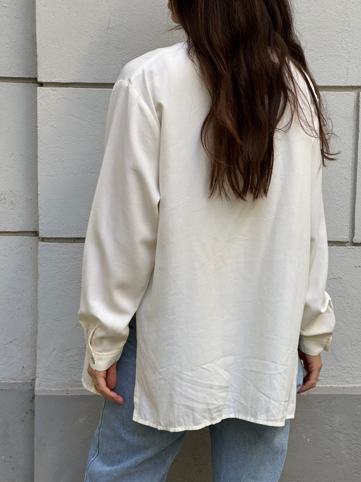 Vintage Cream Button Down Blouse M