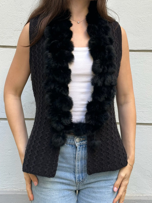 Vintage Fur Trim Vest/Gilet One Size