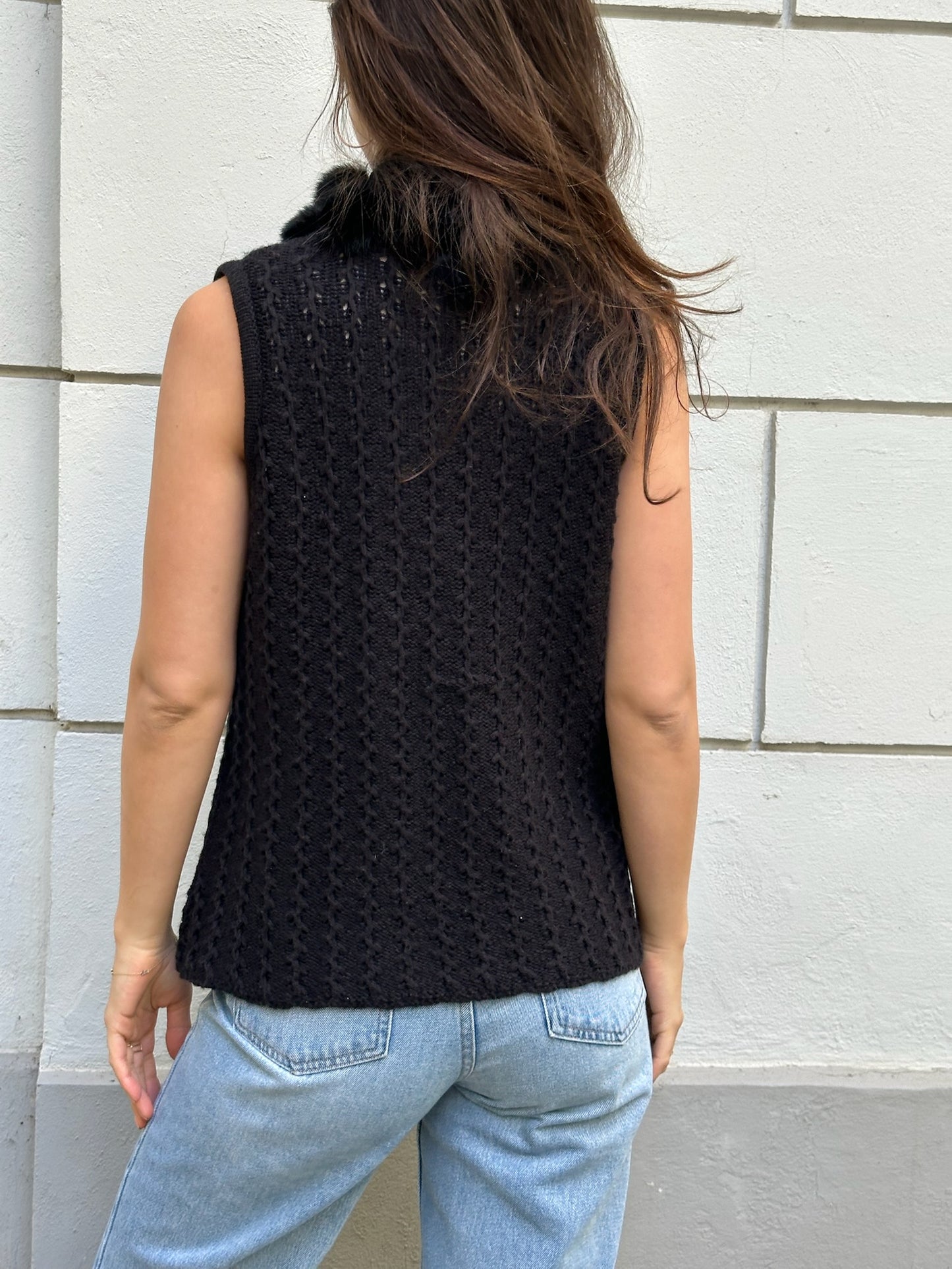 Vintage Fur Trim Vest/Gilet One Size