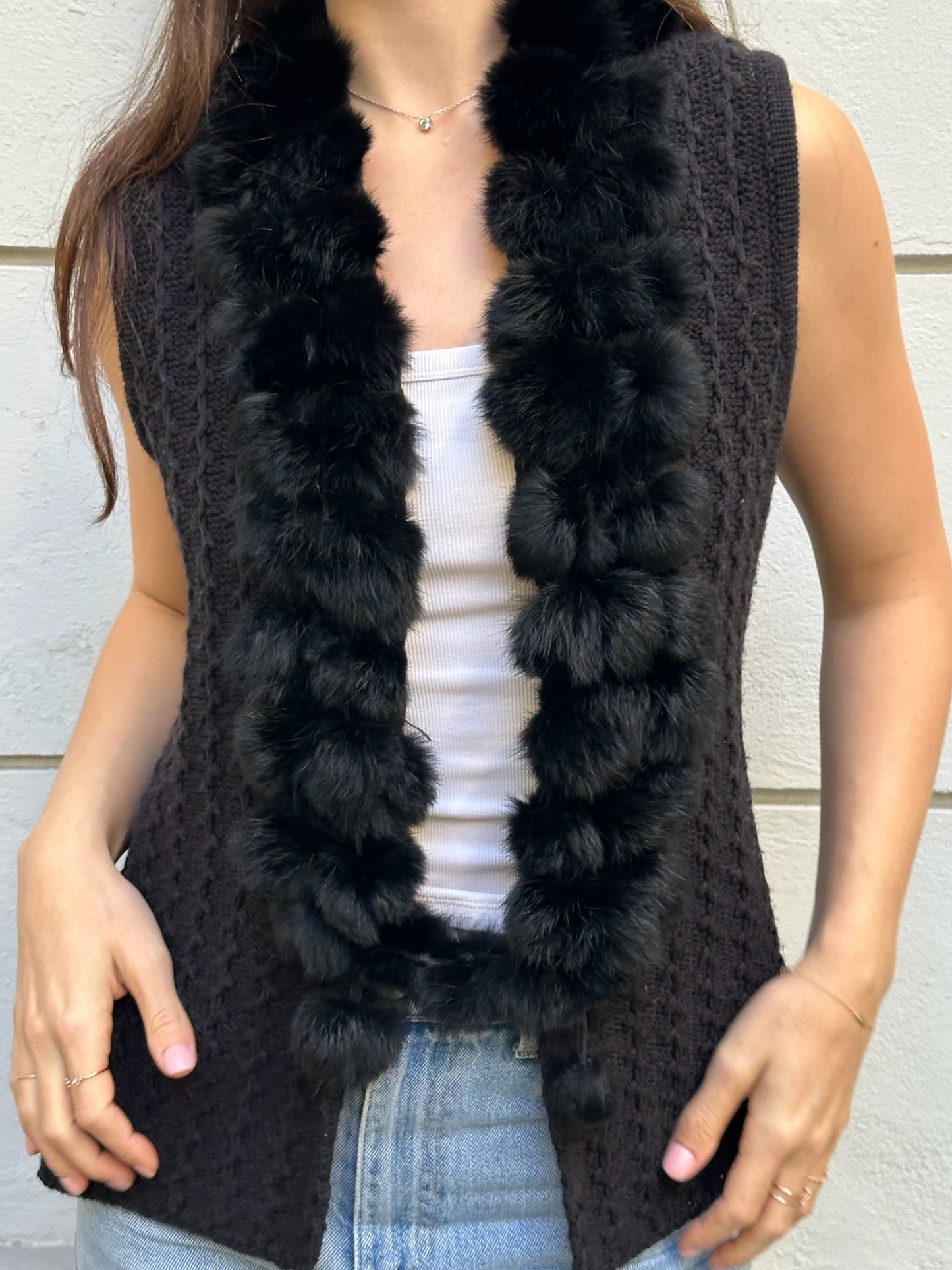 Vintage Fur Trim Vest/Gilet One Size