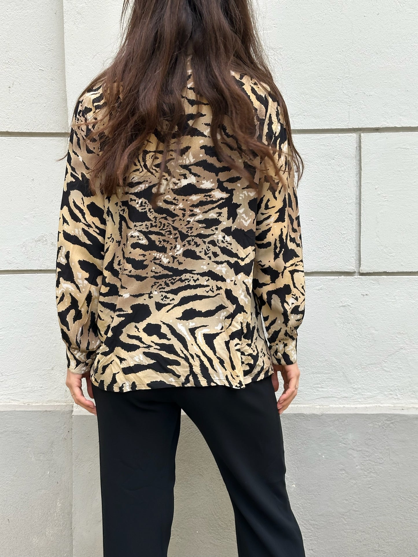 Vintage Animal Print Button Down Blouse S/M