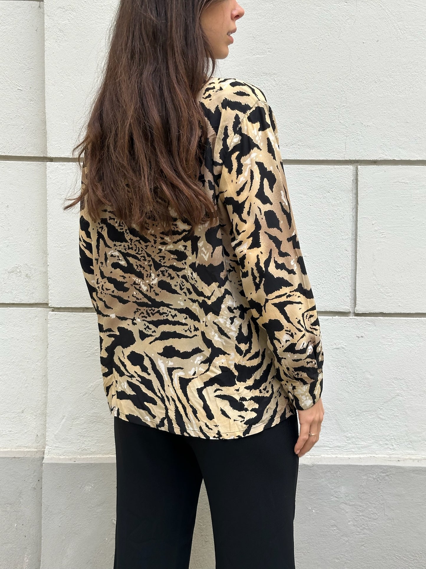 Vintage Animal Print Button Down Blouse S/M