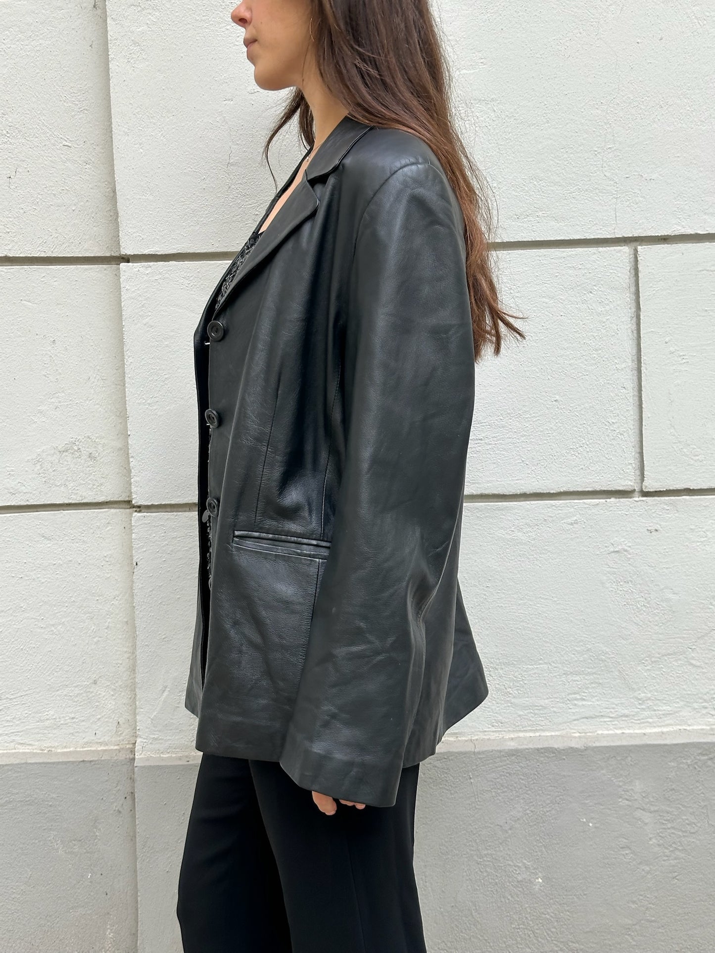 Vintage 100% Genuine Leather Blazer Jacket M/L