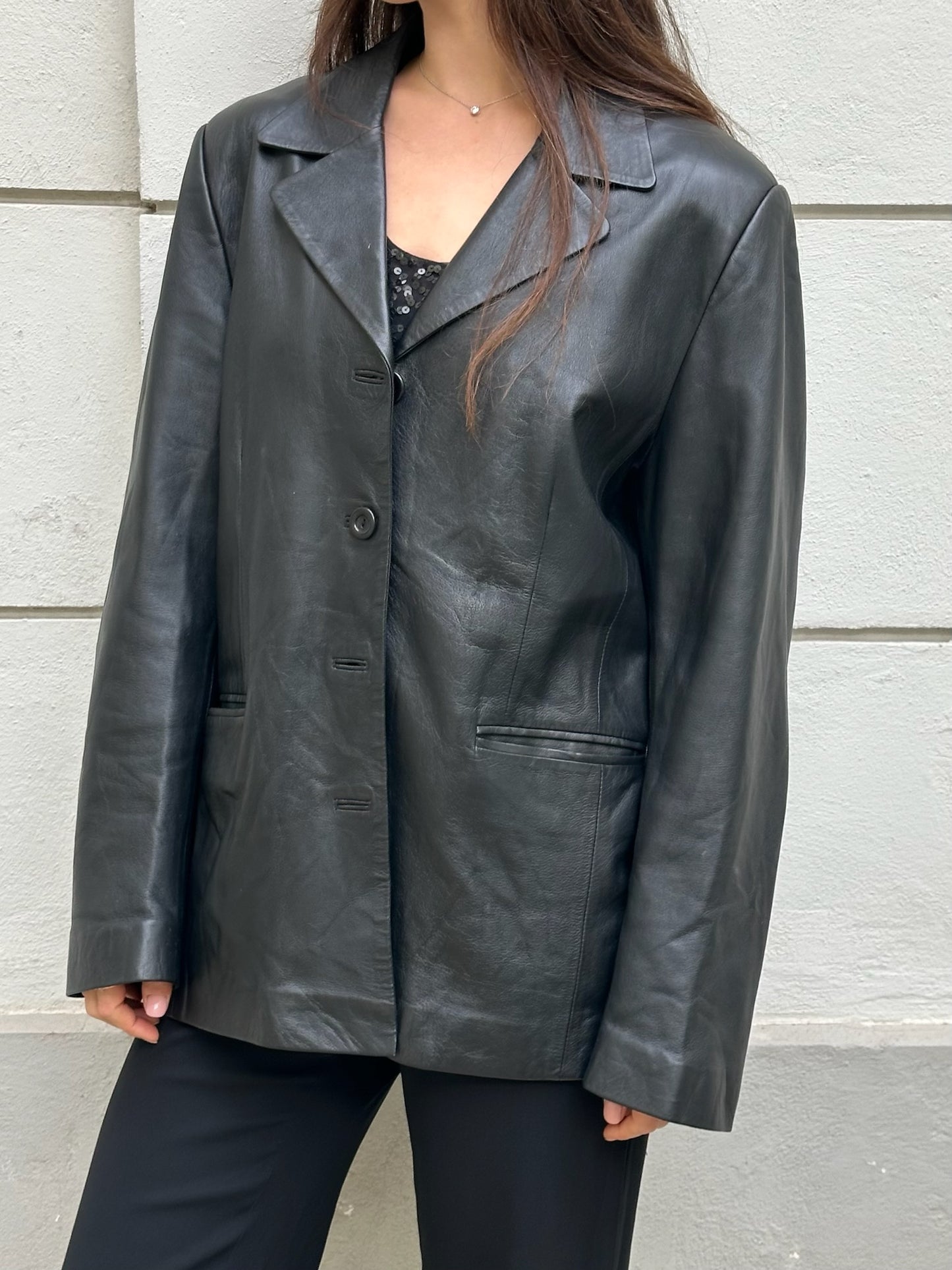 Vintage 100% Genuine Leather Blazer Jacket M/L