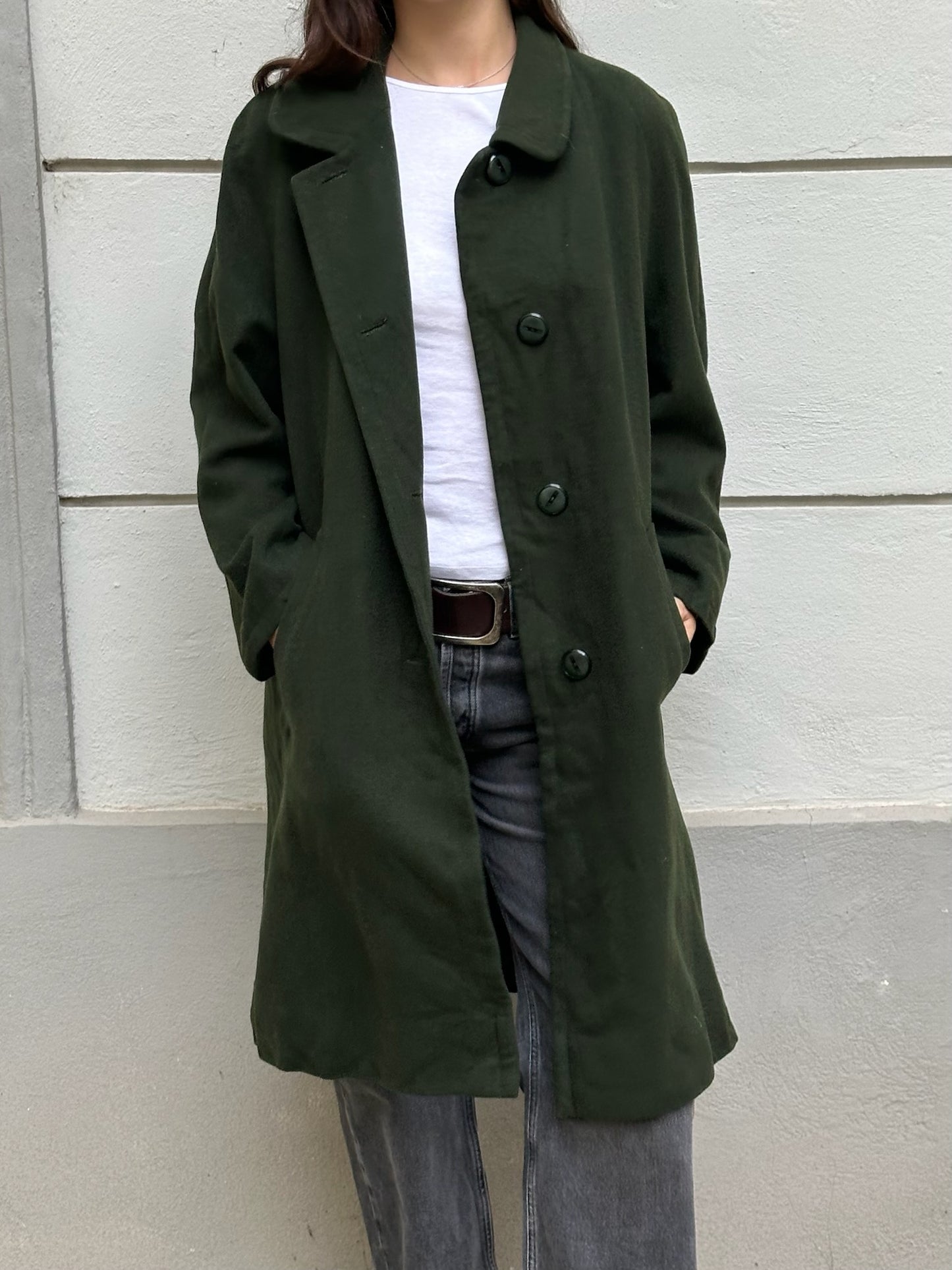 Vintage 100% Wool Forest Green Coat M