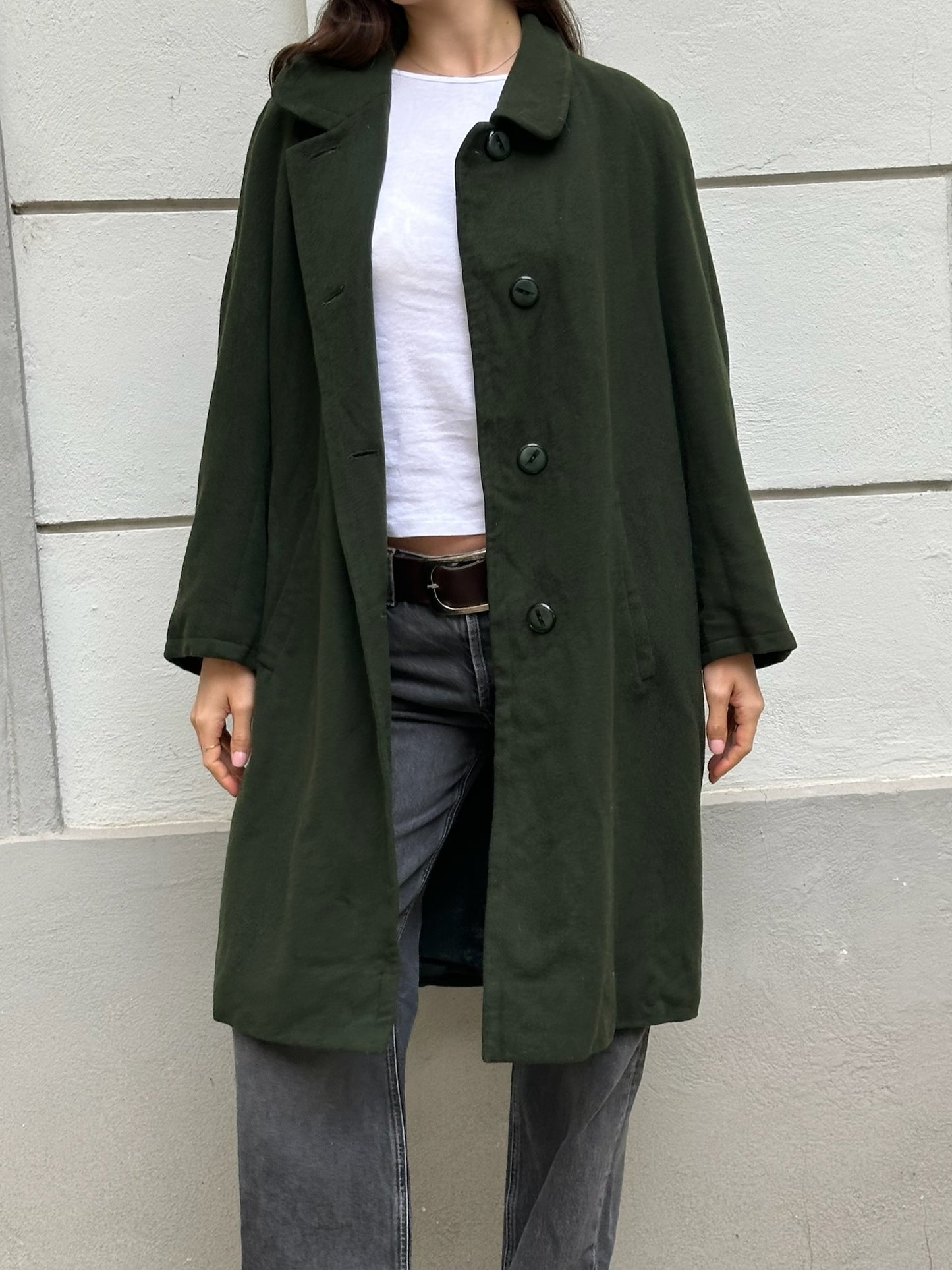 Vintage 100% Wool Forest Green Coat M