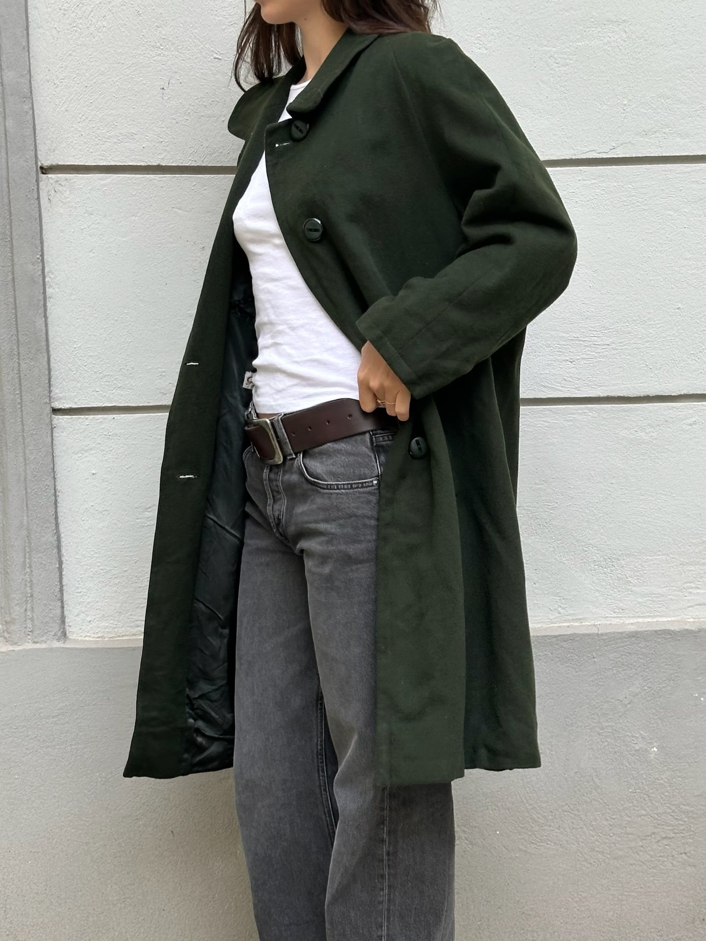 Vintage 100% Wool Forest Green Coat M