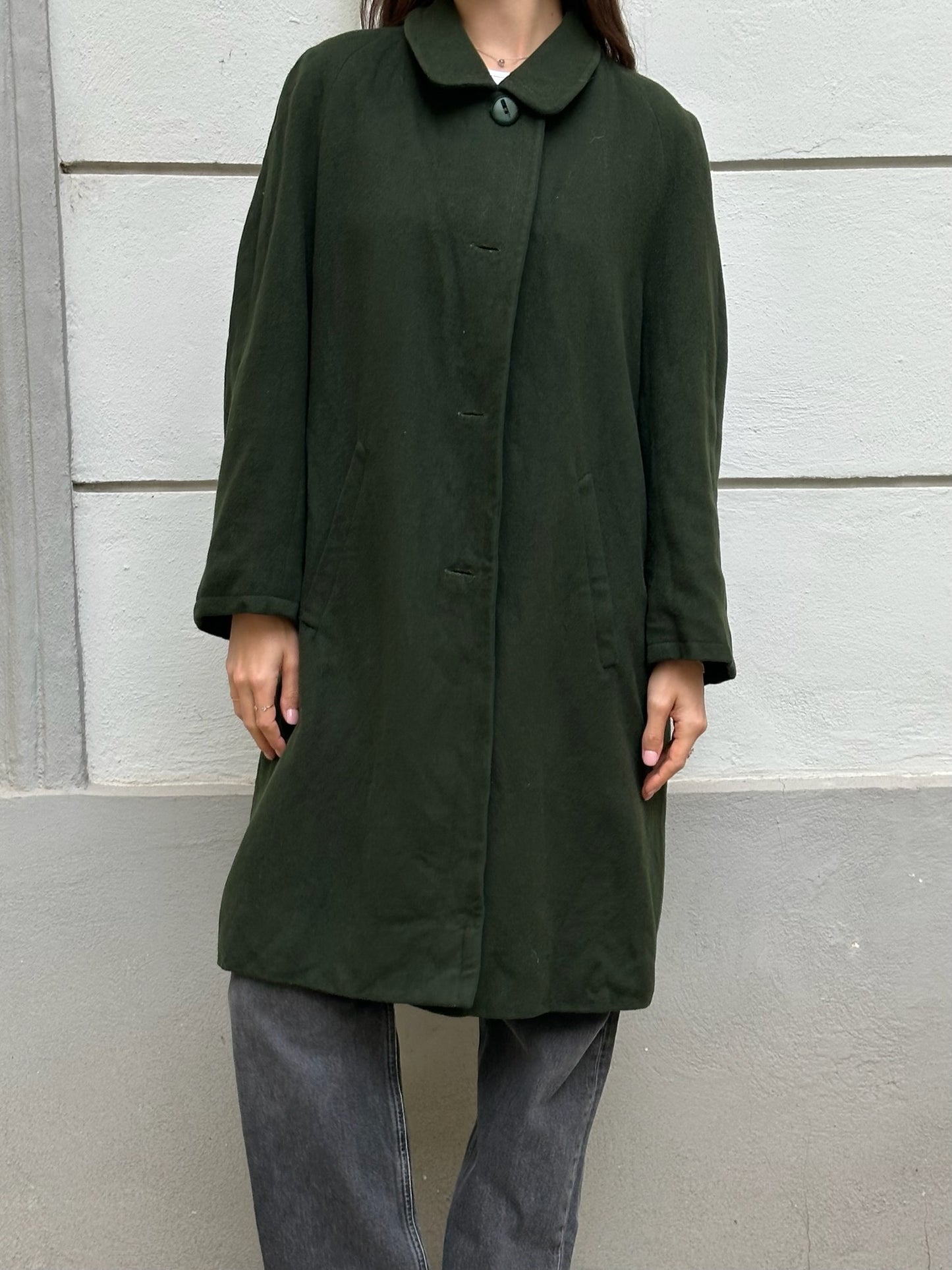 Vintage 100% Wool Forest Green Coat M