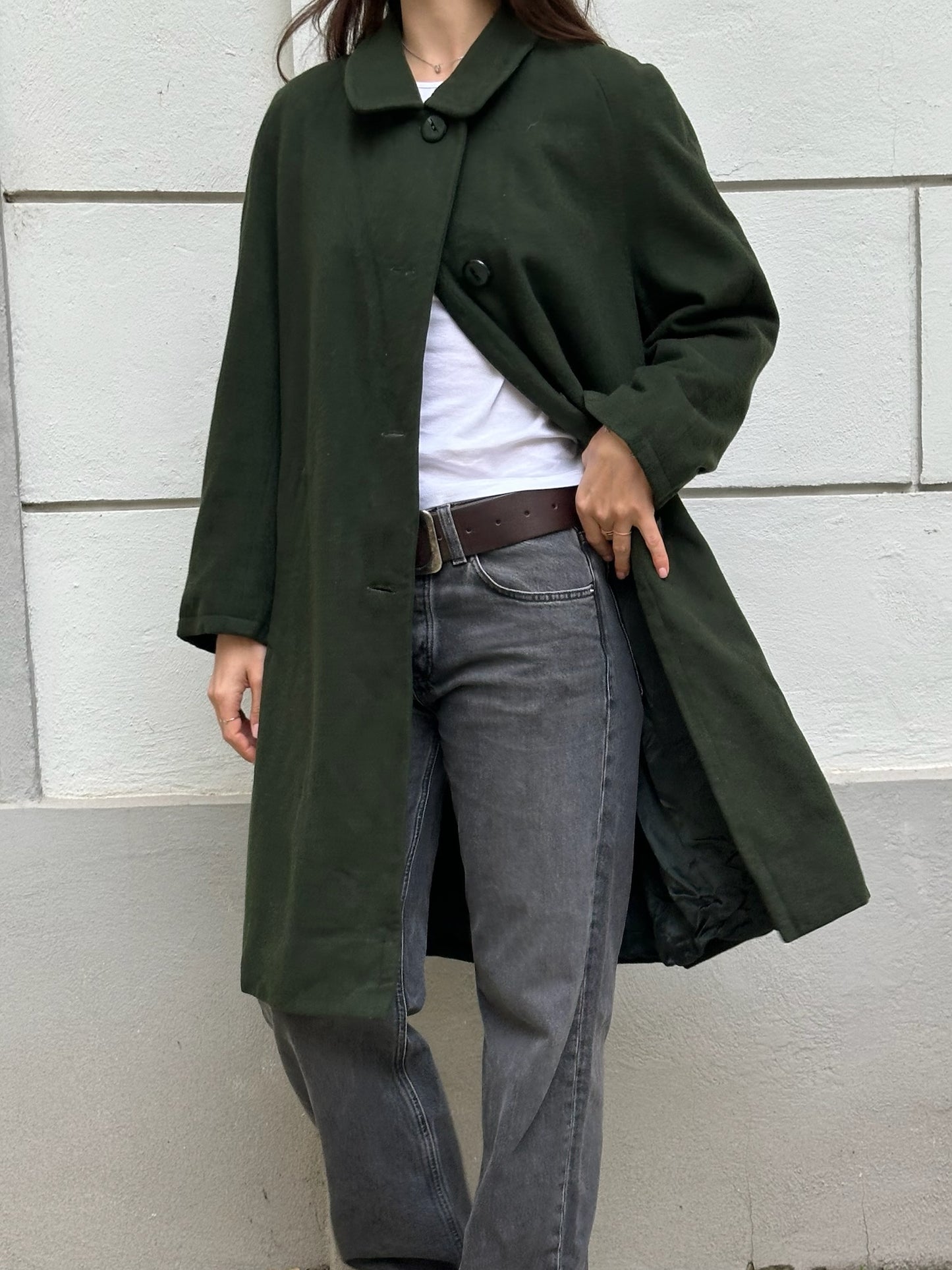 Vintage 100% Wool Forest Green Coat M