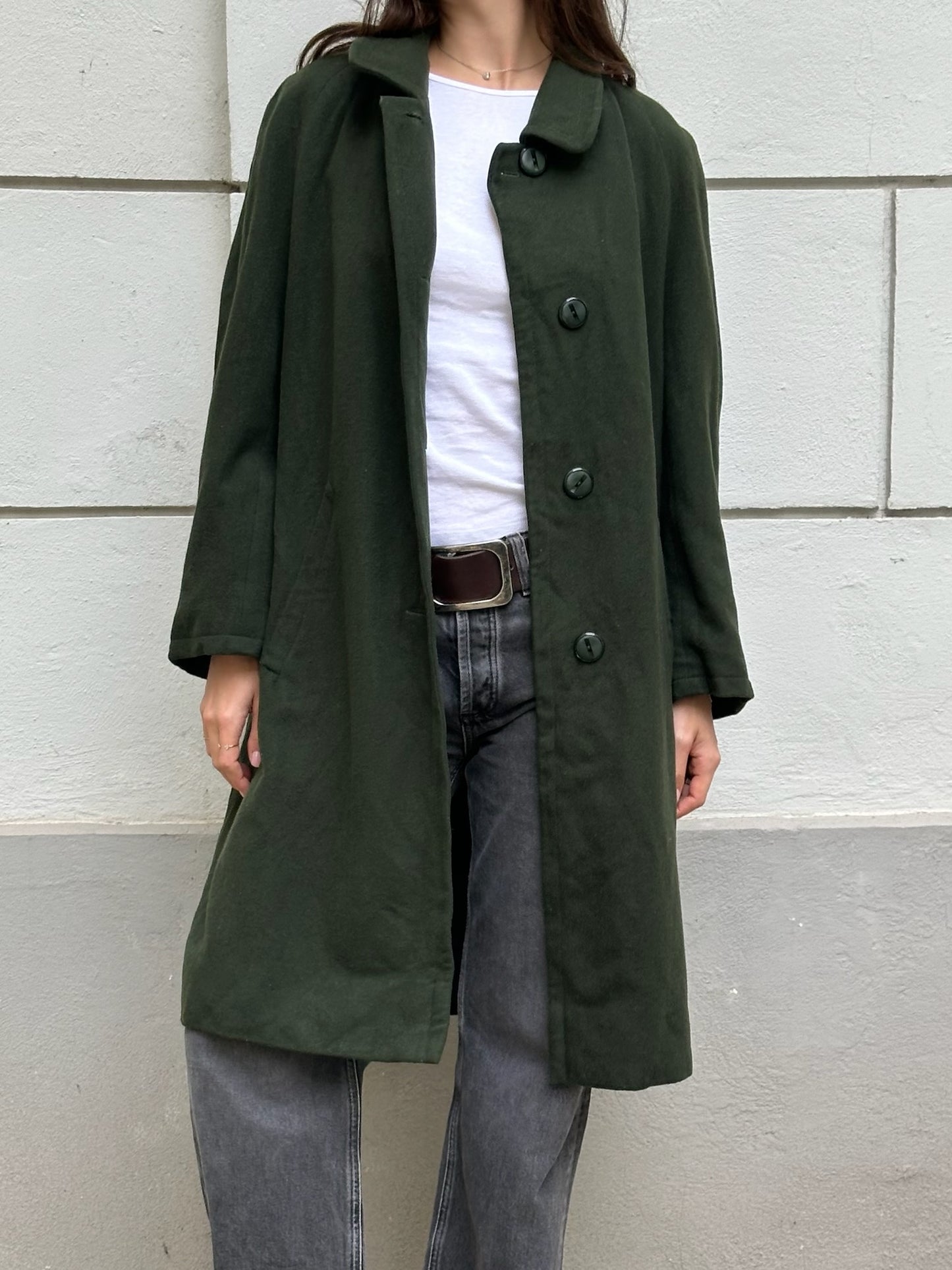 Vintage 100% Wool Forest Green Coat M