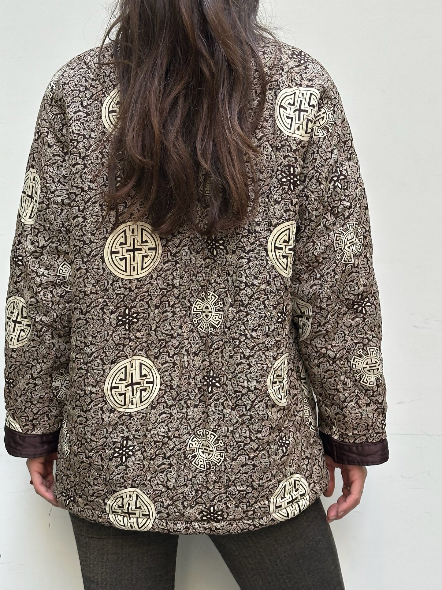 Vintage Asian/Oriental Brown Pattern Jacket M