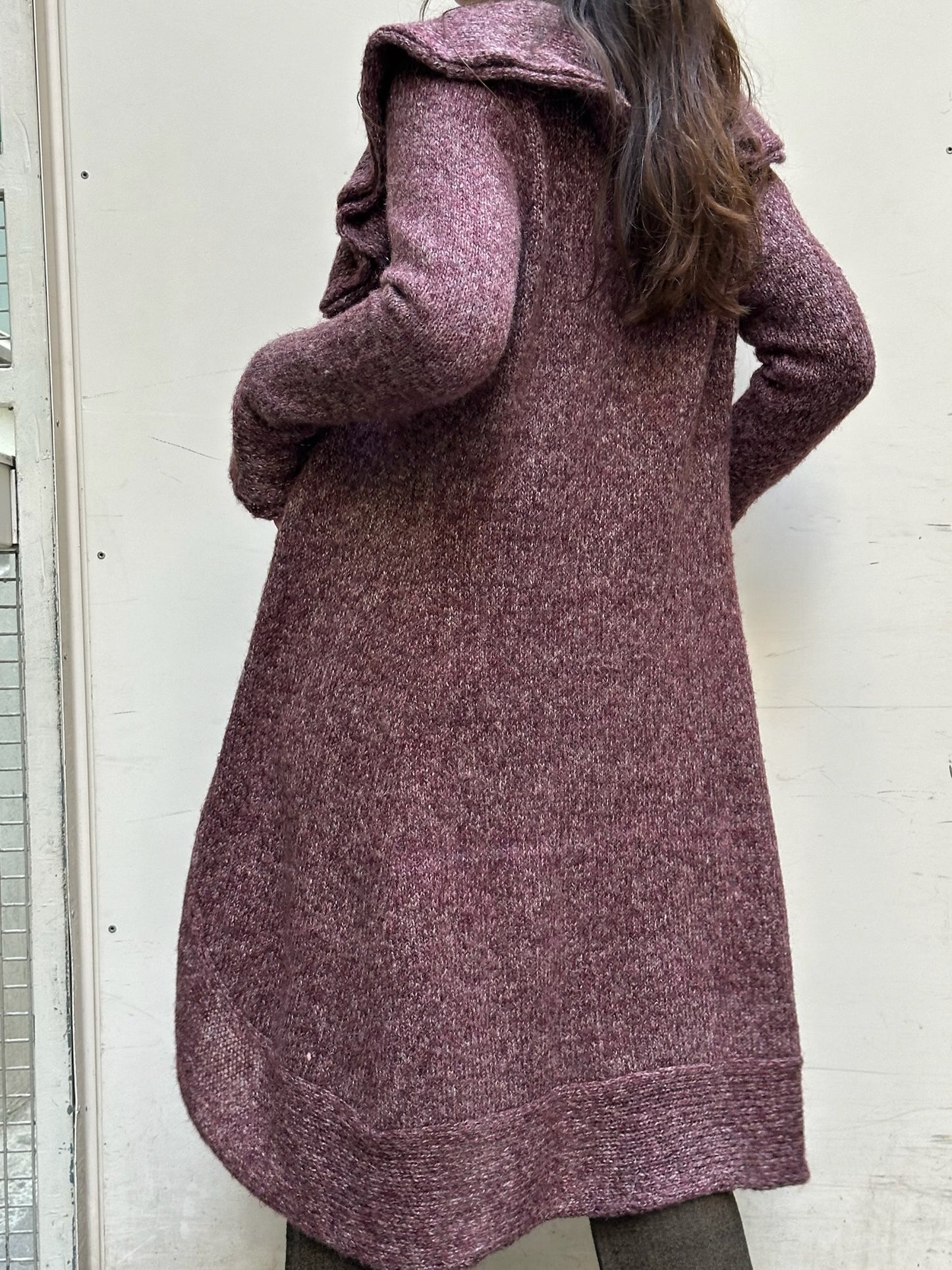 Vintage Wool/Mohair Purple Ruffle Tie Front Cardigan M