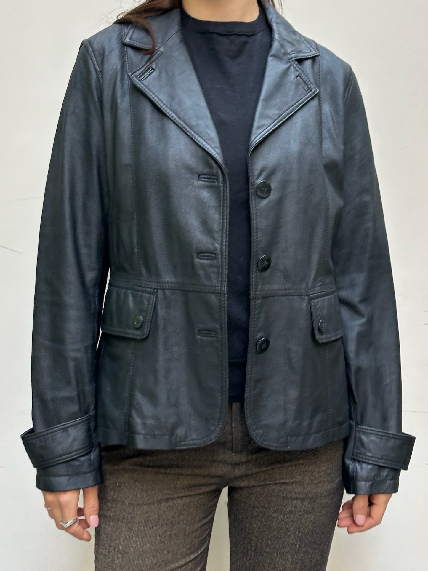 Vintage 100% Genuine Leather Black Jacket M