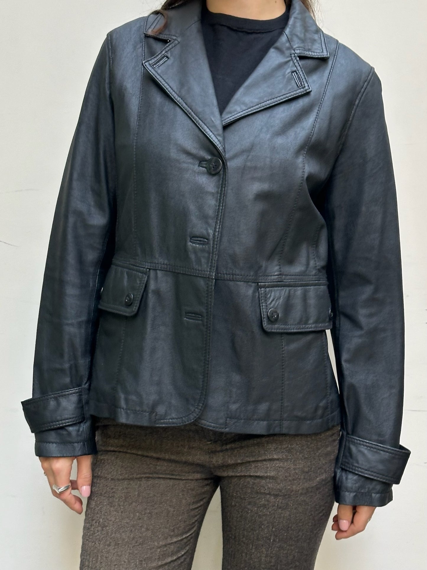 Vintage 100% Genuine Leather Black Jacket M