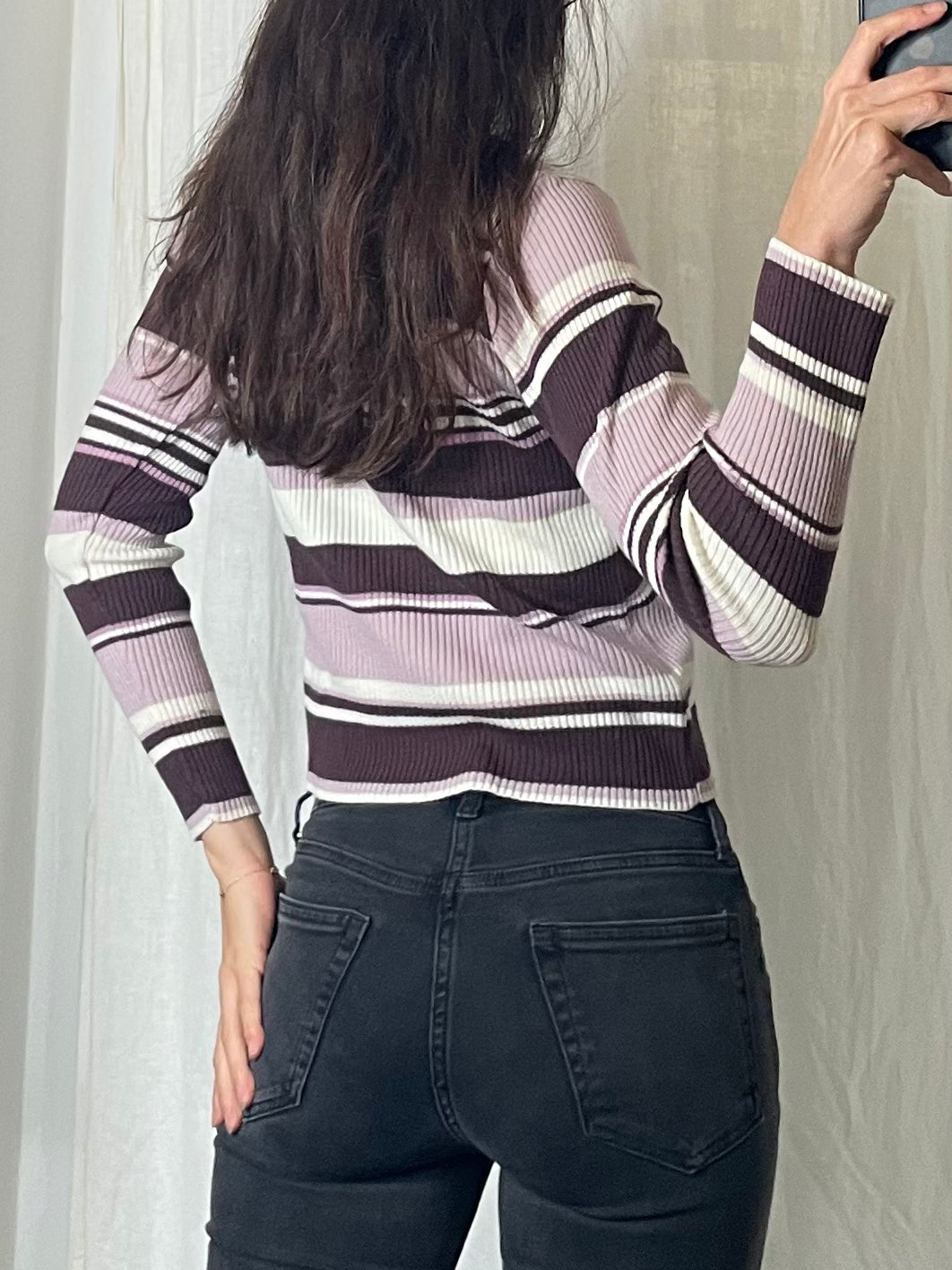 Vintage 90's Purple Stripe Turtleneck Top S