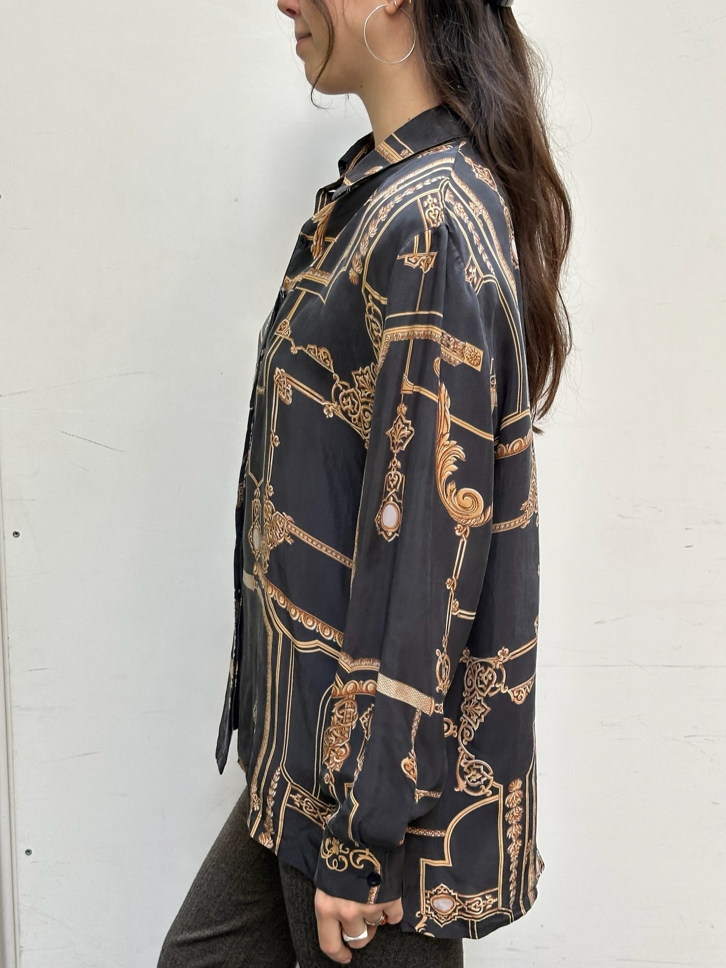 Vintage 100% Cupro Button Down Blouse M