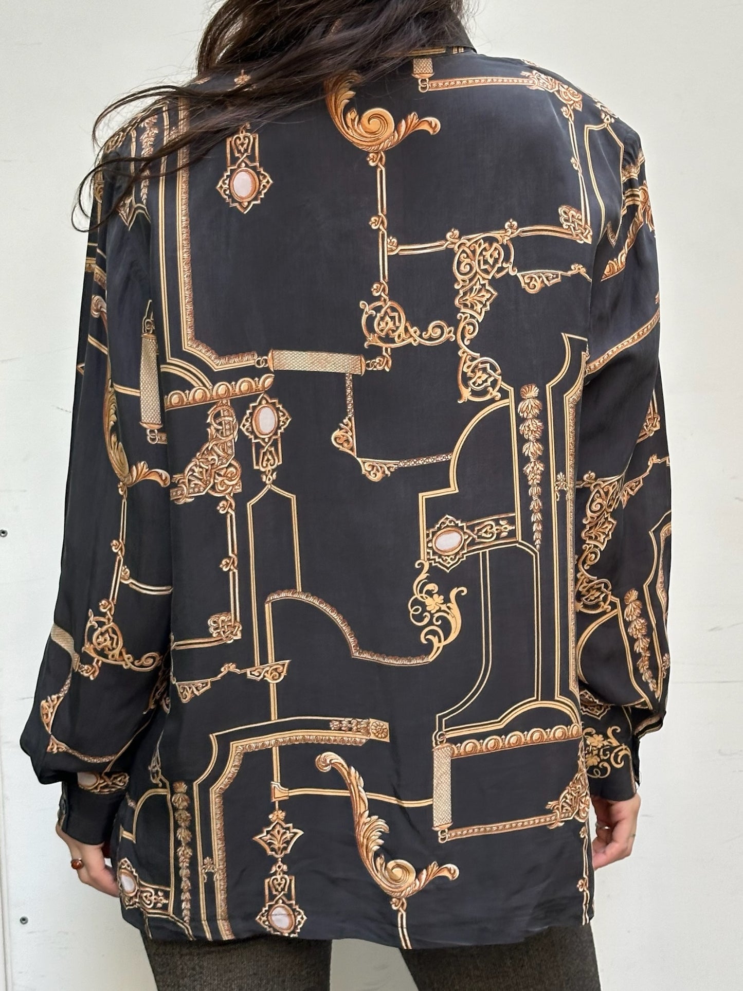 Vintage 100% Cupro Button Down Blouse M