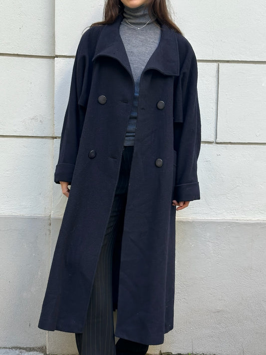 Vintage Wool Button Back Large Lapel Coat L